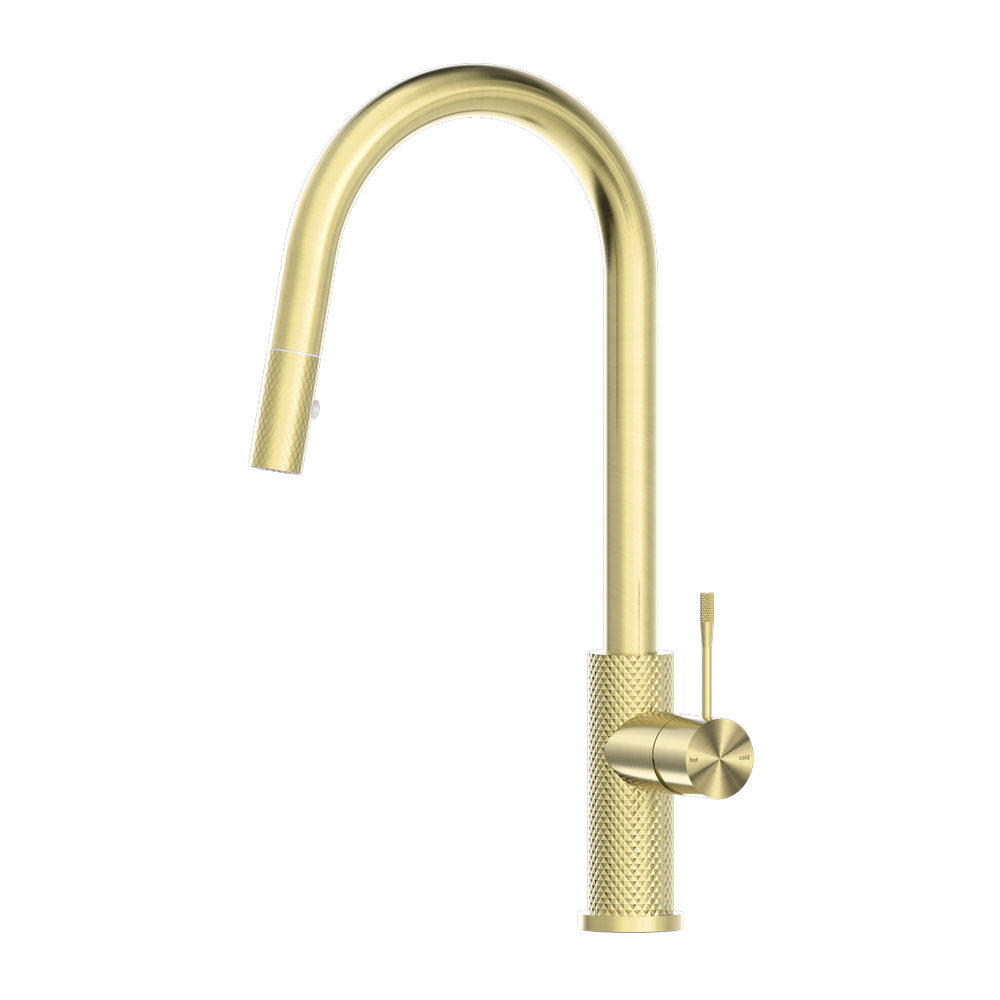 Nero Opal Pull Out Sink Mixer With Vegie Spray Function - Brushed Gold - NR251908BG