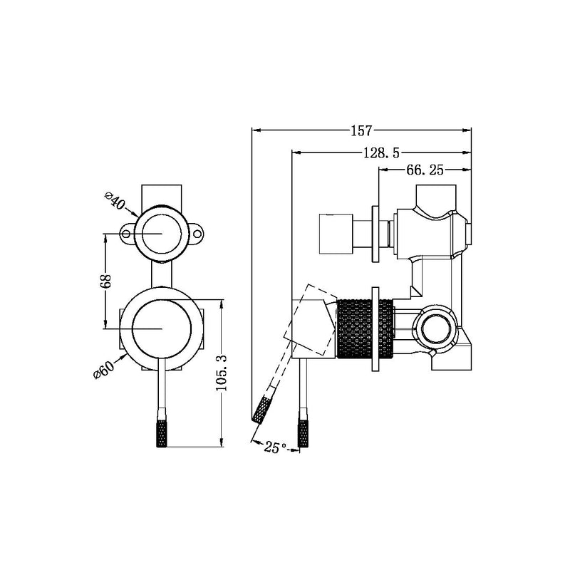 Nero Opal Shower Mixer With Divertor Separate Plate - Brushed Bronze