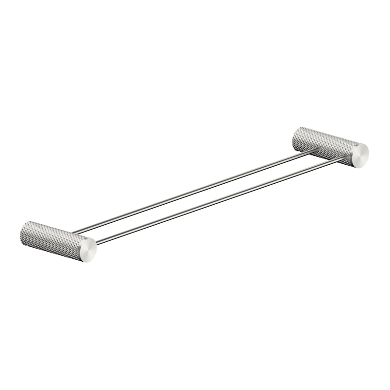 Nero Opal Double Towel Rail 800mm - Brushed Nickel