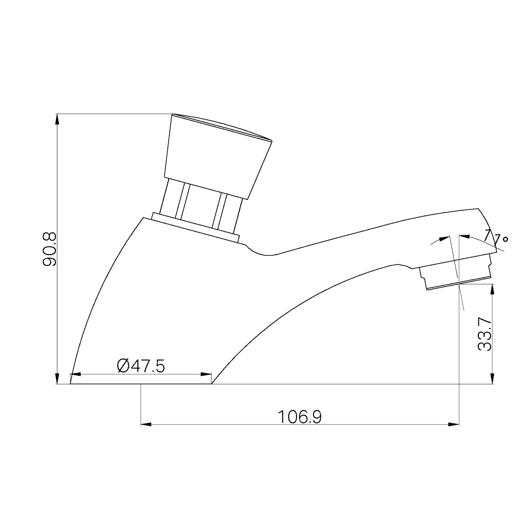 Nero Commercial Classic Push Tap - LF Chrome - NR291201CH