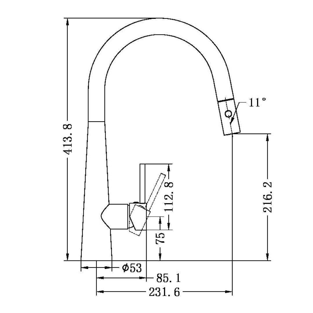 Nero Dolce Pull Out Sink Mixer with Vegie Spray - LF Gun Metal - NR581009cGM