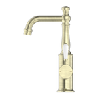 Nero York Basin Mixer With White Porcelain Lever - Aged Brass - NR69210101AB