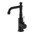 Nero York Basin Mixer With White Porcelain Lever - Matte Black - NR69210101MB