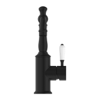 Nero York Basin Mixer With White Porcelain Lever - Matte Black - NR69210101MB