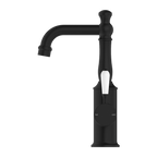 Nero York Basin Mixer With White Porcelain Lever - Matte Black - NR69210101MB