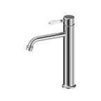 Nero York Straight Tall Basin Mixer With White Porcelain Lever - Chrome - NR692101a01CH