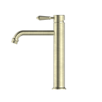 Nero York Straight Tall Basin Mixer With Metal Lever - Aged Brass - NR692101a02AB
