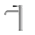 Nero York Straight Tall Basin Mixer With Black Porcelain Lever - Chrome - NR692101a03CH