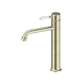 Nero York Straight Tall Basin Mixer With White Porcelain Lever - Aged Brass - NR692101a01AB