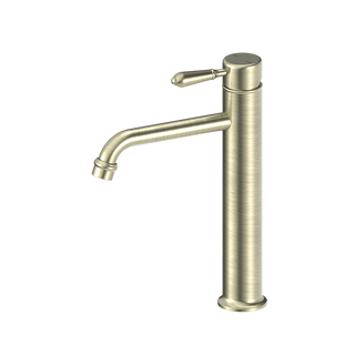 Nero York Straight Tall Basin Mixer With Metal Lever - Aged Brass - NR692101a02AB