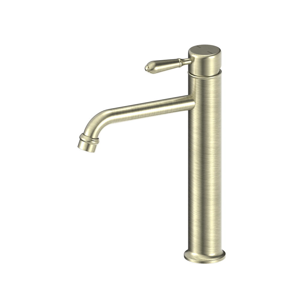 Nero York Straight Tall Basin Mixer With Metal Lever - Aged Brass - NR692101a02AB