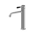 Nero York Straight Tall Basin Mixer With Black Porcelain Lever - Chrome - NR692101a03CH