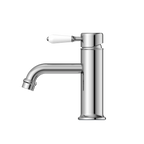 Nero York Straight Basin Mixer With White Porcelain Lever - Chrome - NR692101b01CH