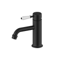 Nero York Straight Basin Mixer With White Porcelain Lever - Matte Black - NR692101b01MB