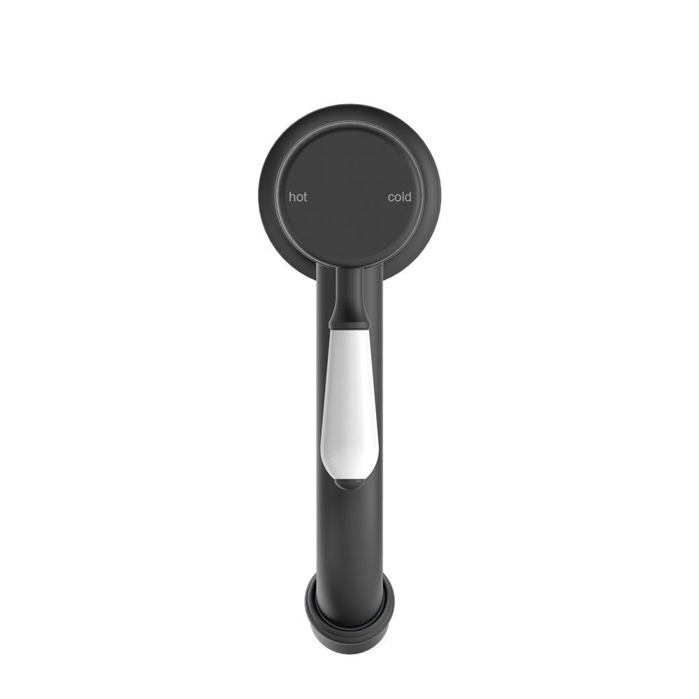 Nero York Straight Basin Mixer With White Porcelain Lever - Matte Black - NR692101b01MB