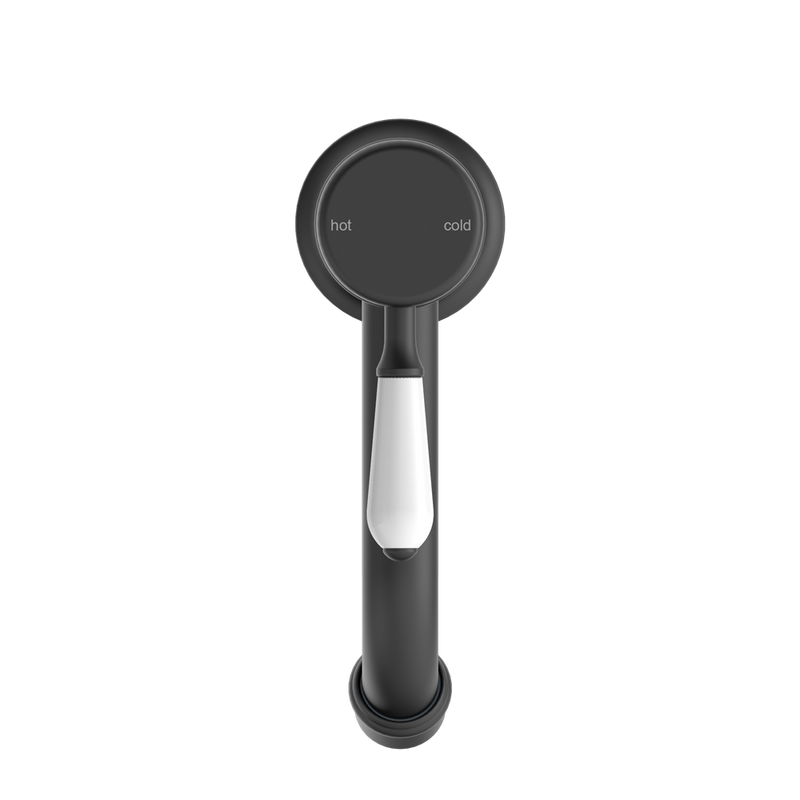 Nero York Straight Basin Mixer With White Porcelain Lever - Matte Black