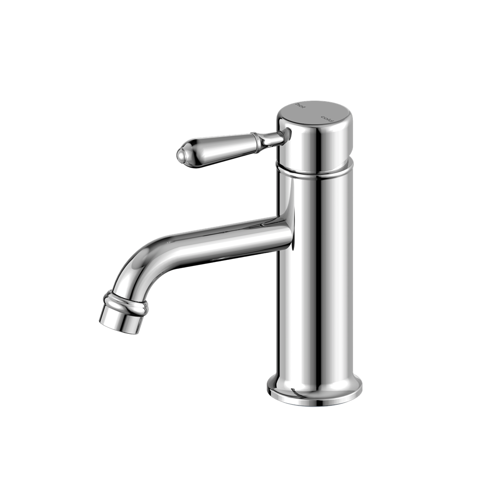 Nero York Straight Basin Mixer With Metal Lever - Chrome - NR692101b02CH