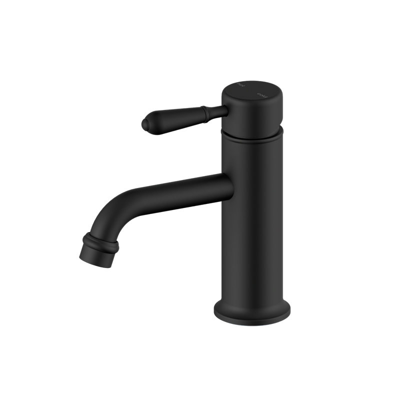 Nero York Straight Basin Mixer With Metal Lever - Matte Black