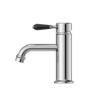 Nero York Straight Basin Mixer With Black Porcelain Lever - Chrome - NR692101b03CH