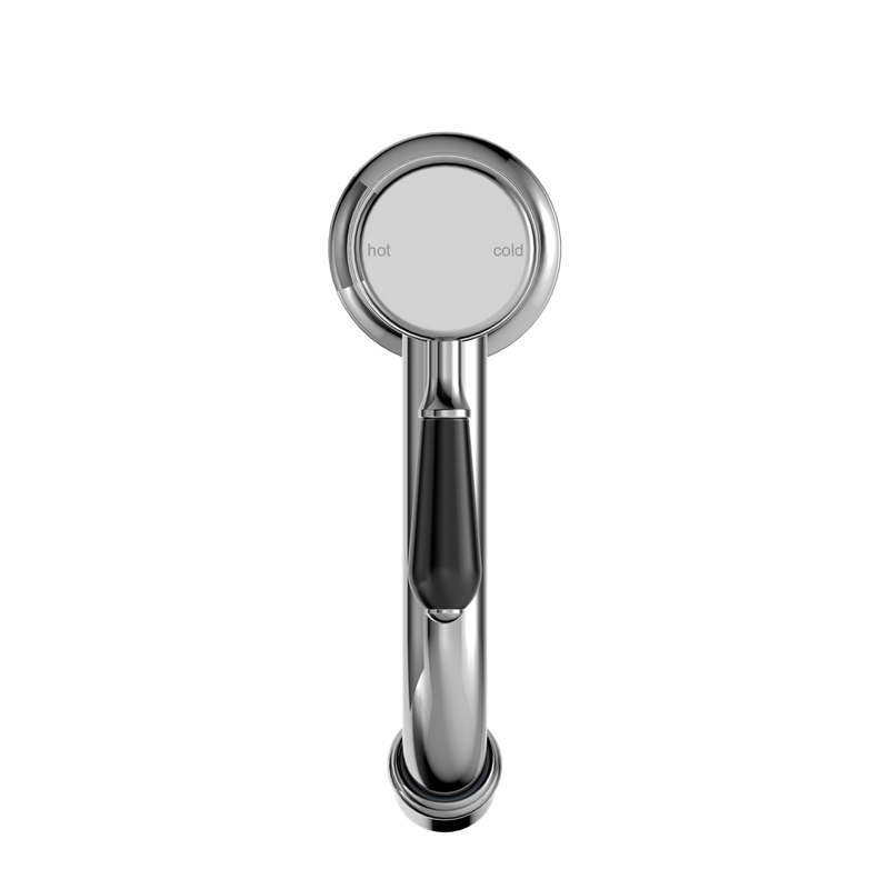 Nero York Straight Basin Mixer With Black Porcelain Lever - Chrome
