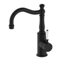 Nero York Basin Mixer Hook Spout With White Porcelain Lever - Matte Black - NR69210201MB