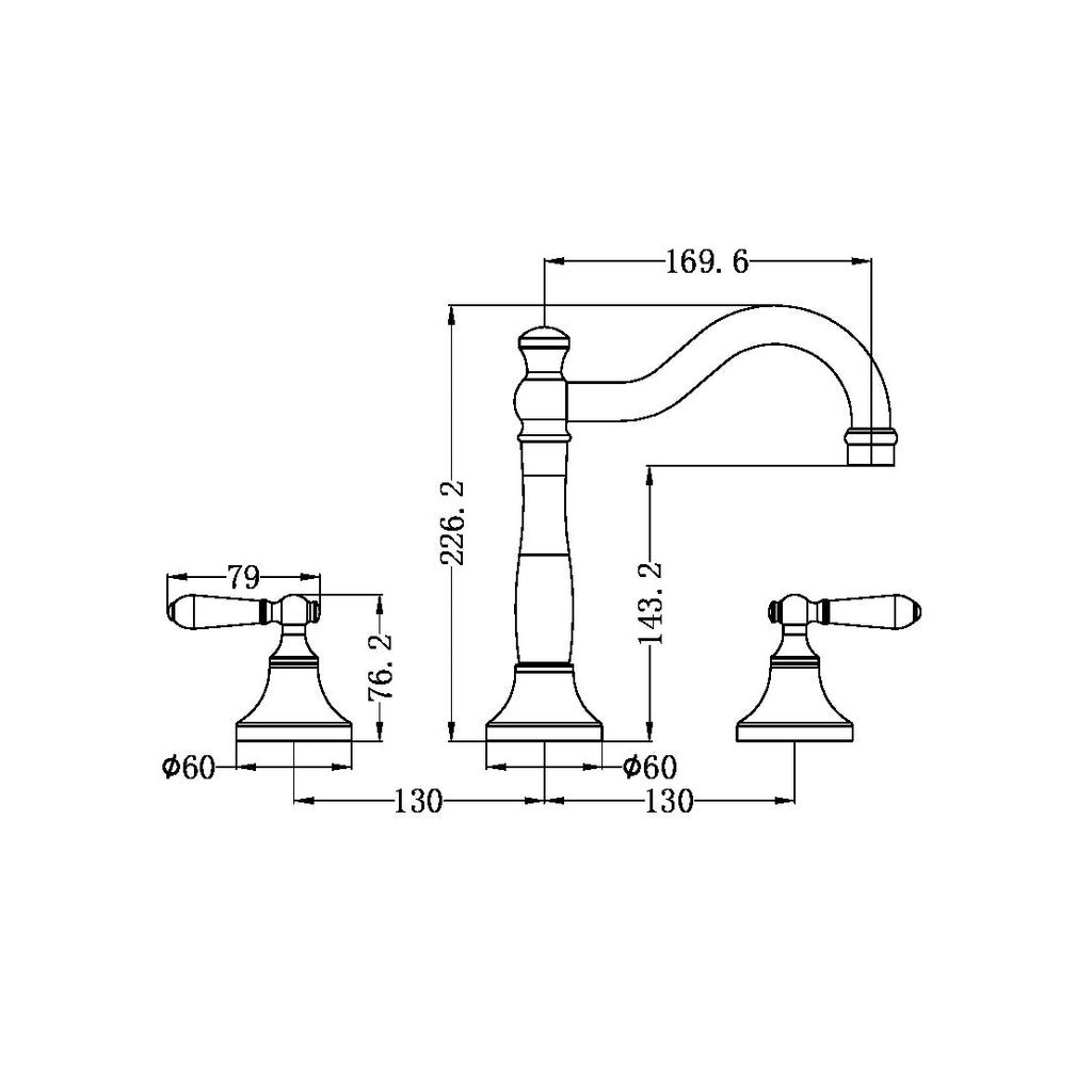 Nero York Basin Set With Metal Lever - Aged Brass - NR692102a02AB