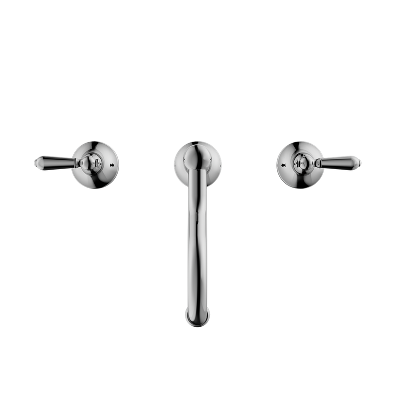 Nero York Basin Set With Metal Lever - Chrome
