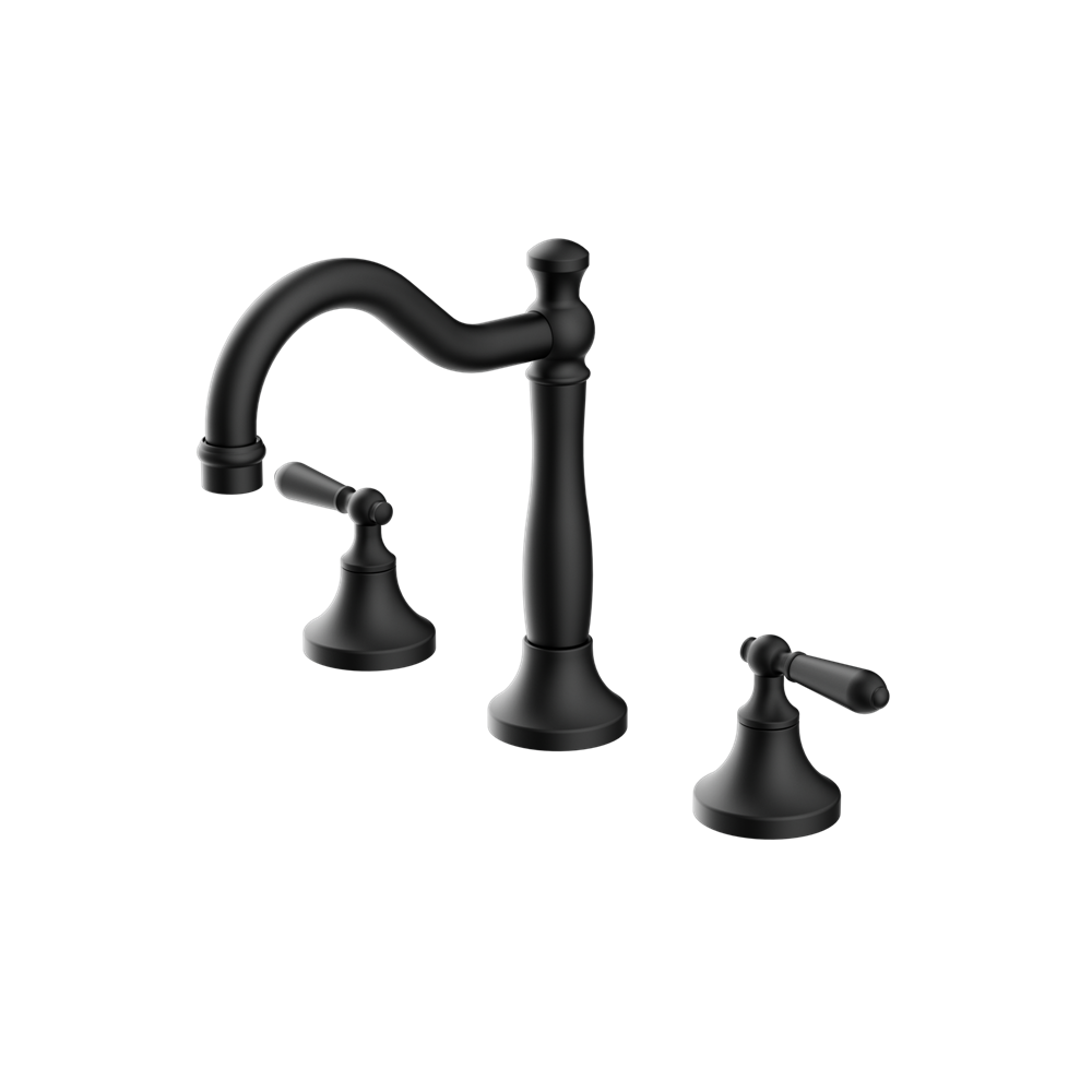 Nero York Basin Set With Metal Lever - Matte Black - NR692102a02MB