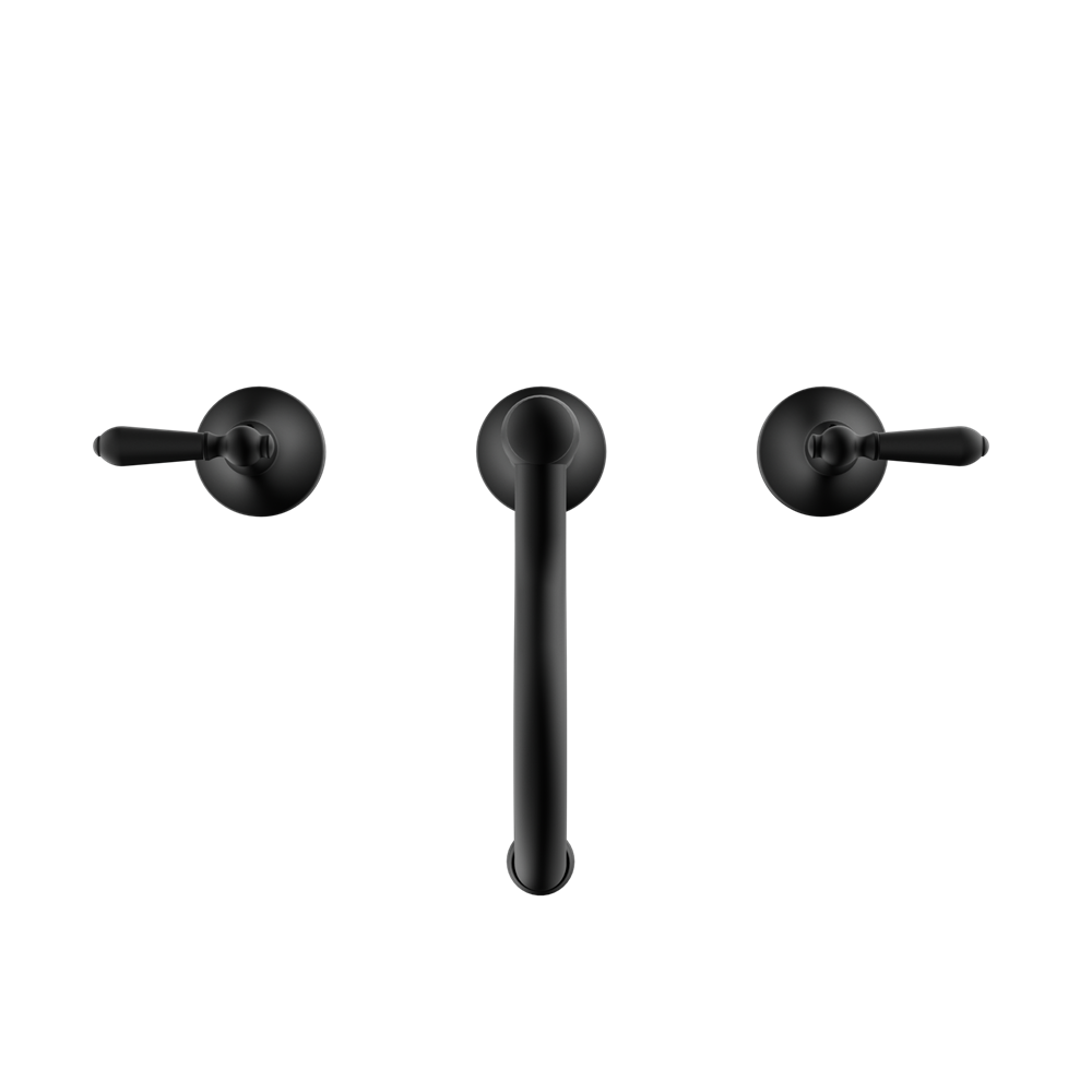 Nero York Basin Set With Metal Lever - Matte Black - NR692102a02MB