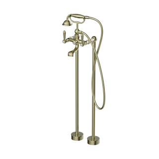 Nero York Freestanding Bath Set With Metal Hand Shower - Aged Brass - NR692103a02AB