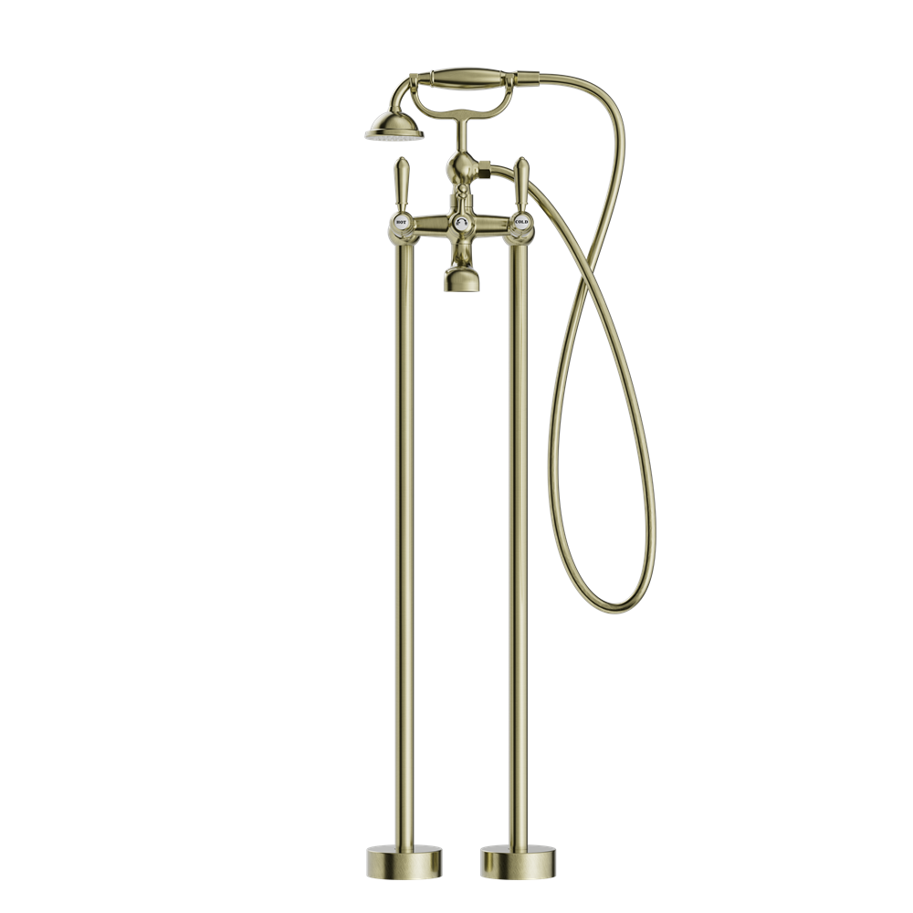 Nero York Freestanding Bath Set With Metal Hand Shower - Aged Brass - NR692103a02AB