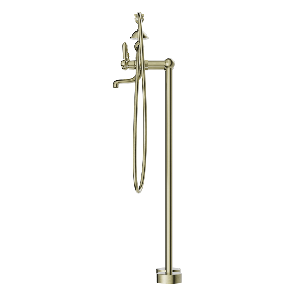 Nero York Freestanding Bath Set With Metal Hand Shower - Aged Brass - NR692103a02AB