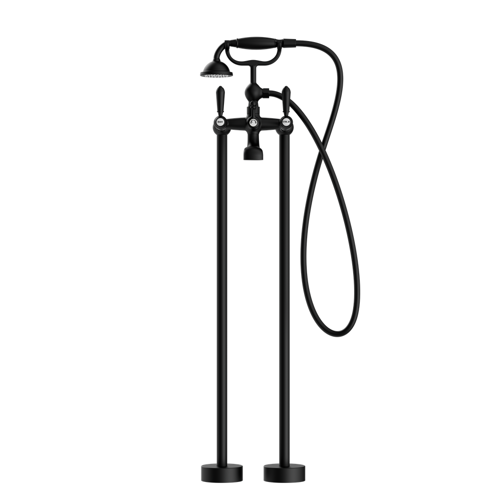 Nero York Freestanding Bath Set With Metal Hand Shower - Matte Black - NR692103a02MB
