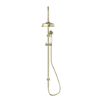 Nero York Twin Shower With White Porcelain Hand Shower - Aged Brass - NR69210501AB