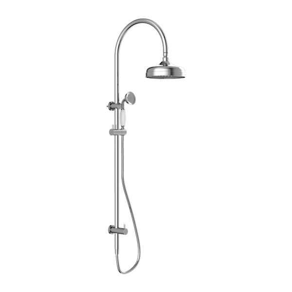 Nero York Twin Shower With White Porcelain Hand Shower - Chrome - NR69210501CH