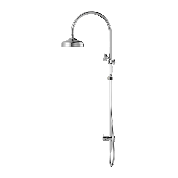Nero York Twin Shower With White Porcelain Hand Shower - Chrome - NR69210501CH
