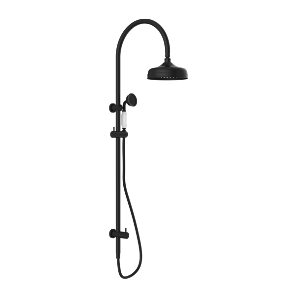 Nero York Twin Shower With White Porcelain Hand Shower - Matte Black - NR69210501MB