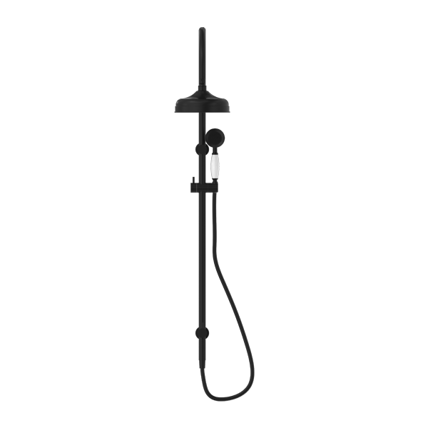 Nero York Twin Shower With White Porcelain Hand Shower - Matte Black - NR69210501MB