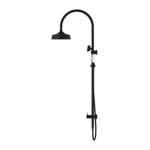 Nero York Twin Shower With White Porcelain Hand Shower - Matte Black - NR69210501MB