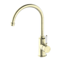 Nero York Kitchen Mixer Gooseneck Spout With White Porcelain Lever - Aged Brass - NR69210601AB