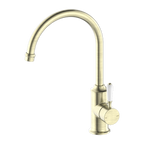 Nero York Kitchen Mixer Gooseneck Spout With White Porcelain Lever - Aged Brass - NR69210601AB