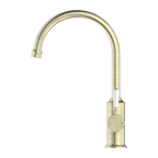 Nero York Kitchen Mixer Gooseneck Spout With White Porcelain Lever - Aged Brass - NR69210601AB