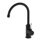 Nero York Kitchen Mixer Gooseneck Spout With White Porcelain Lever - Matte Black - NR69210601MB