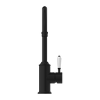 Nero York Kitchen Mixer Gooseneck Spout With White Porcelain Lever - Matte Black - NR69210601MB