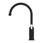 Nero York Kitchen Mixer Gooseneck Spout With White Porcelain Lever - Matte Black - NR69210601MB
