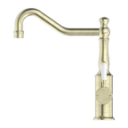 Nero York Kitchen Mixer Hook Spout With White Porcelain Lever - Aged Brass - NR69210701AB