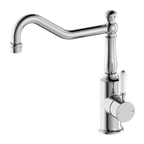 Nero York Kitchen Mixer Hook Spout With White Porcelain Lever - Chrome - NR69210701CH