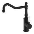 Nero York Kitchen Mixer Hook Spout With White Porcelain Lever - Matte Black - NR69210701MB