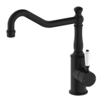 Nero York Kitchen Mixer Hook Spout With White Porcelain Lever - Matte Black - NR69210701MB