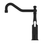 Nero York Kitchen Mixer Hook Spout With White Porcelain Lever - Matte Black - NR69210701MB
